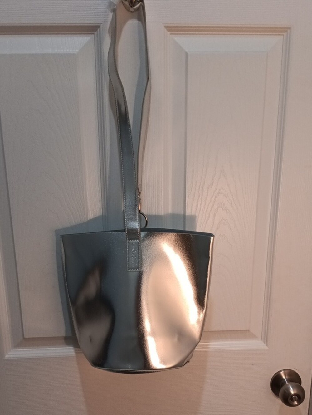 Issey Miyake Silver Metallic Tote with Removable Strap - Picture 3 of 6